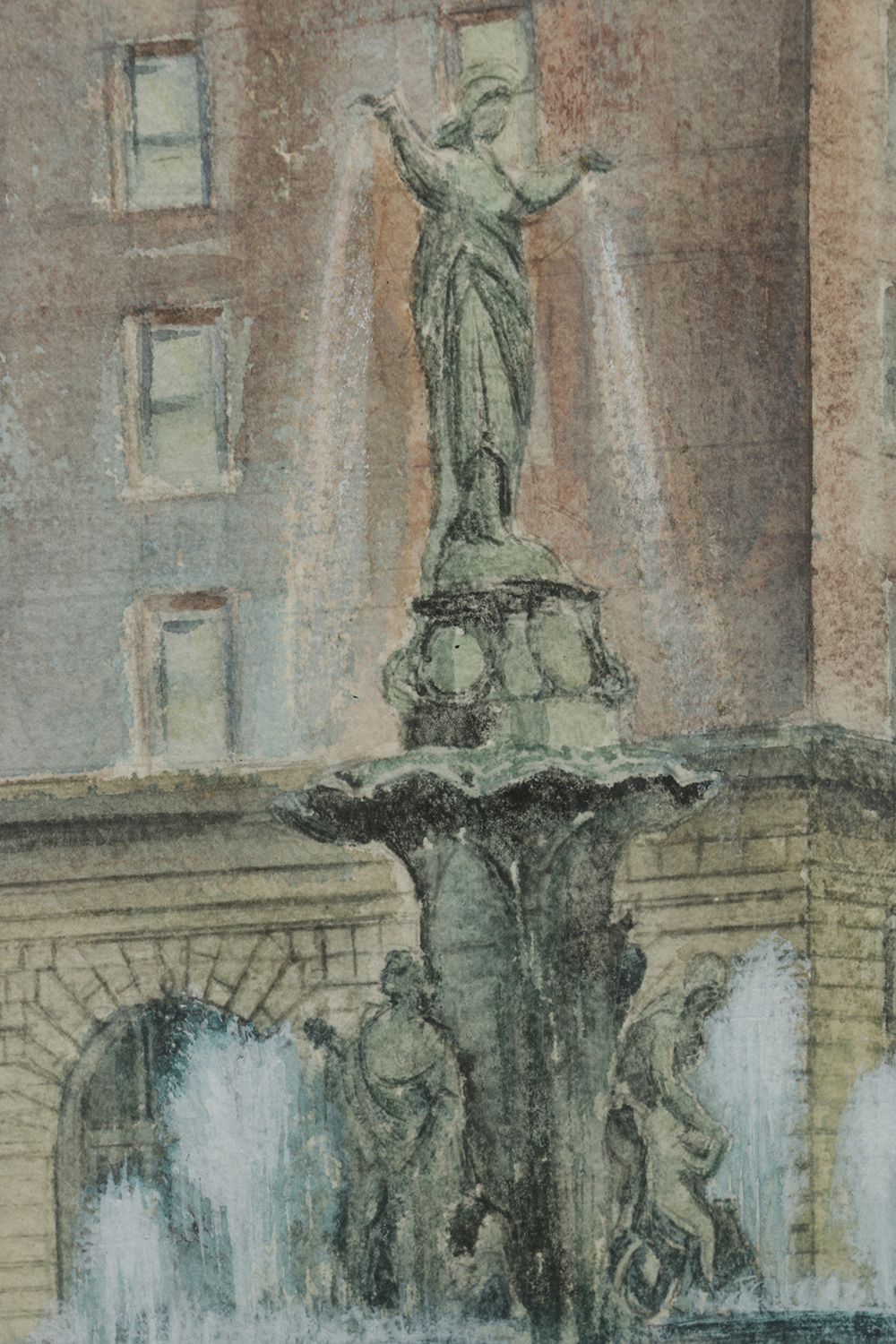 John J. Stanley Watercolor Painting on Paper of Cincinnati Cityscape