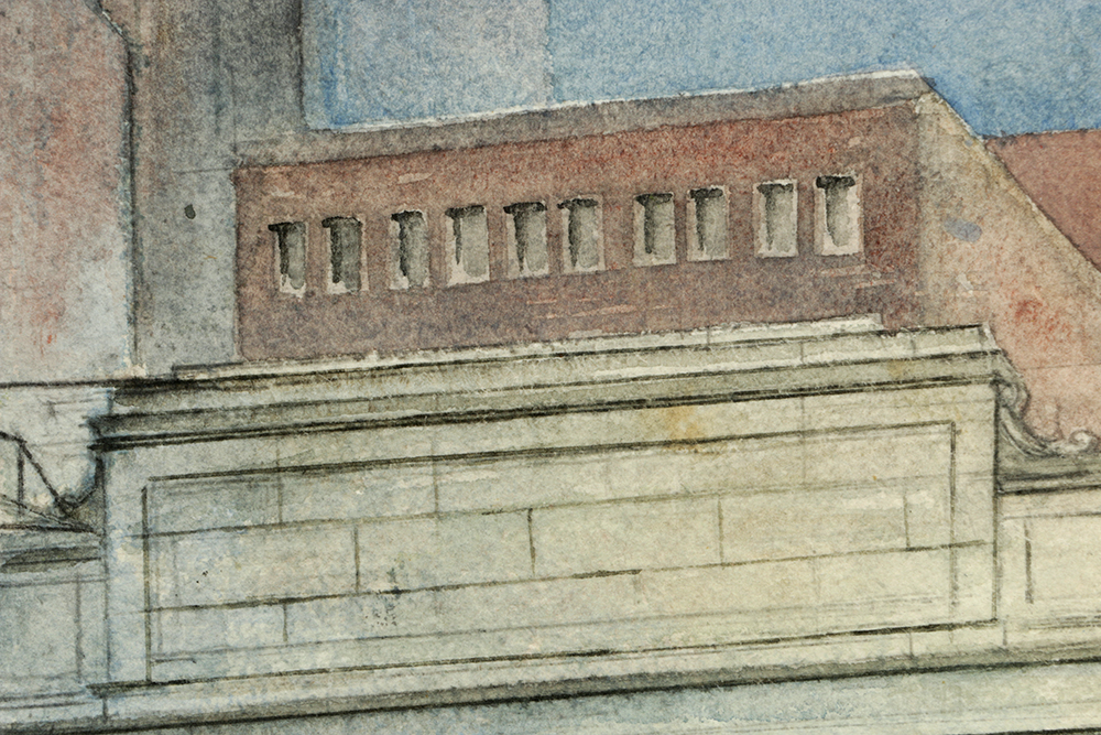 John J. Stanley Watercolor Painting on Paper of Cincinnati Cityscape