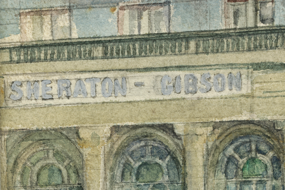 John J. Stanley Watercolor Painting on Paper of Cincinnati Cityscape