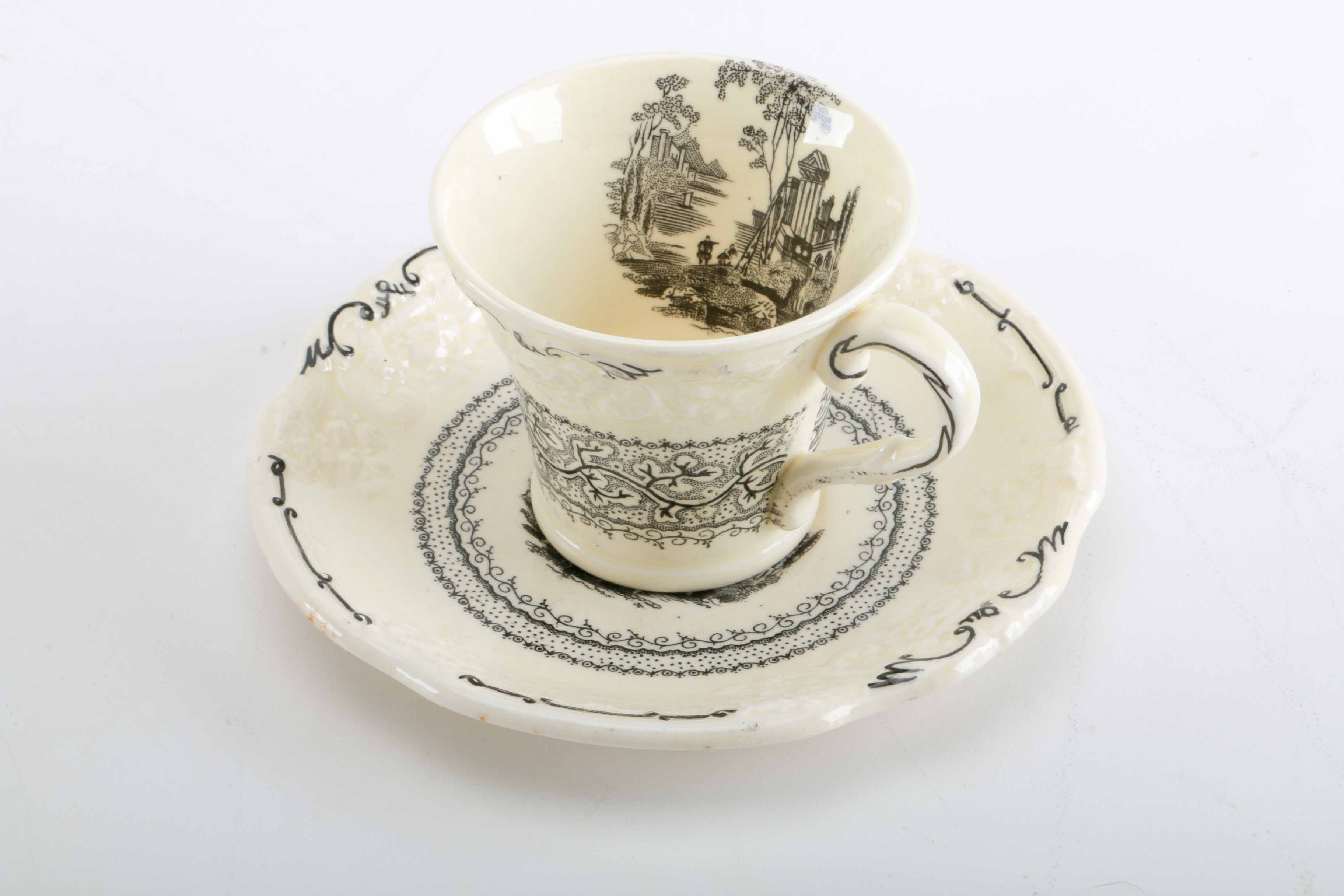 George Jones & Sons "Genoa Black and White" Ceramic Tea Set