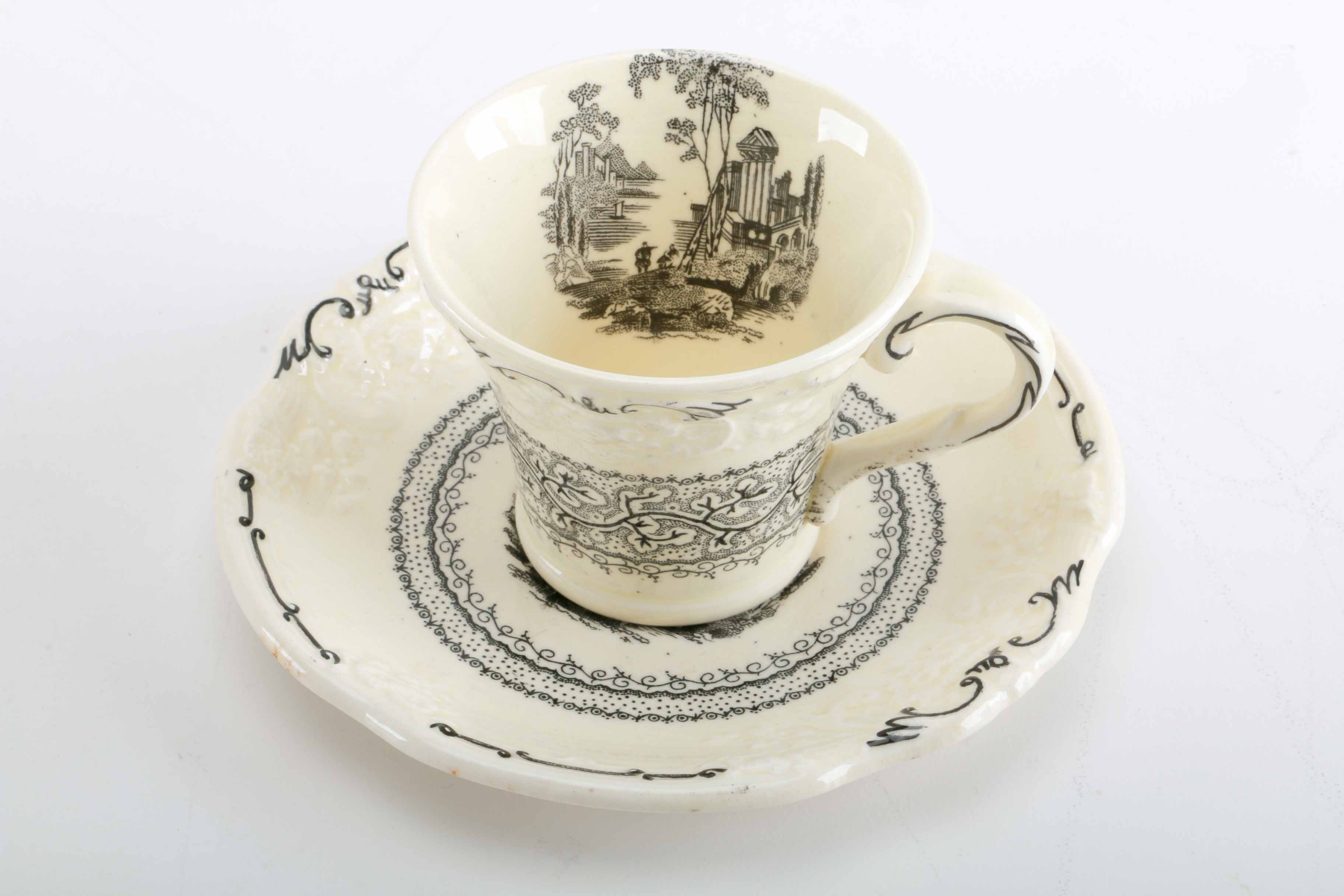 George Jones & Sons "Genoa Black and White" Ceramic Tea Set