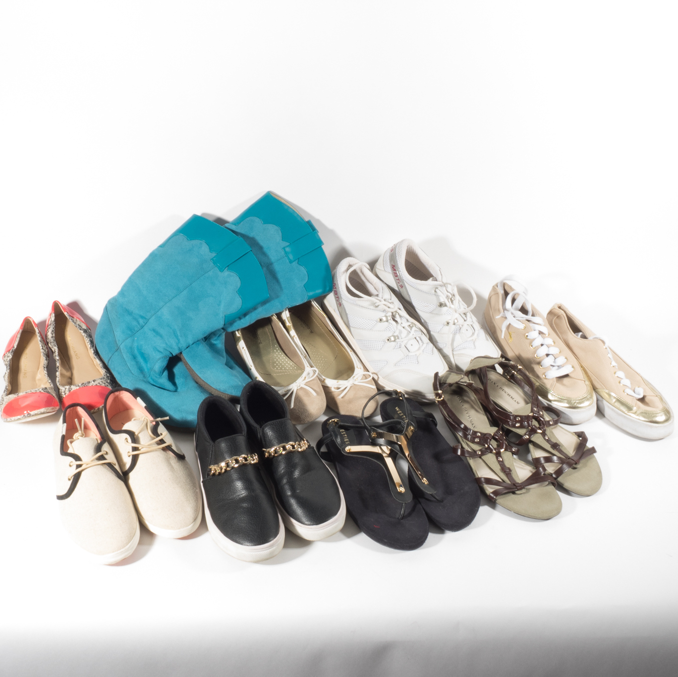 Nine Pairs of Women's Shoes Including MBT and Arturo Chiang