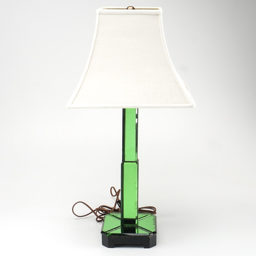 Art Deco Green Glass Table Lamp