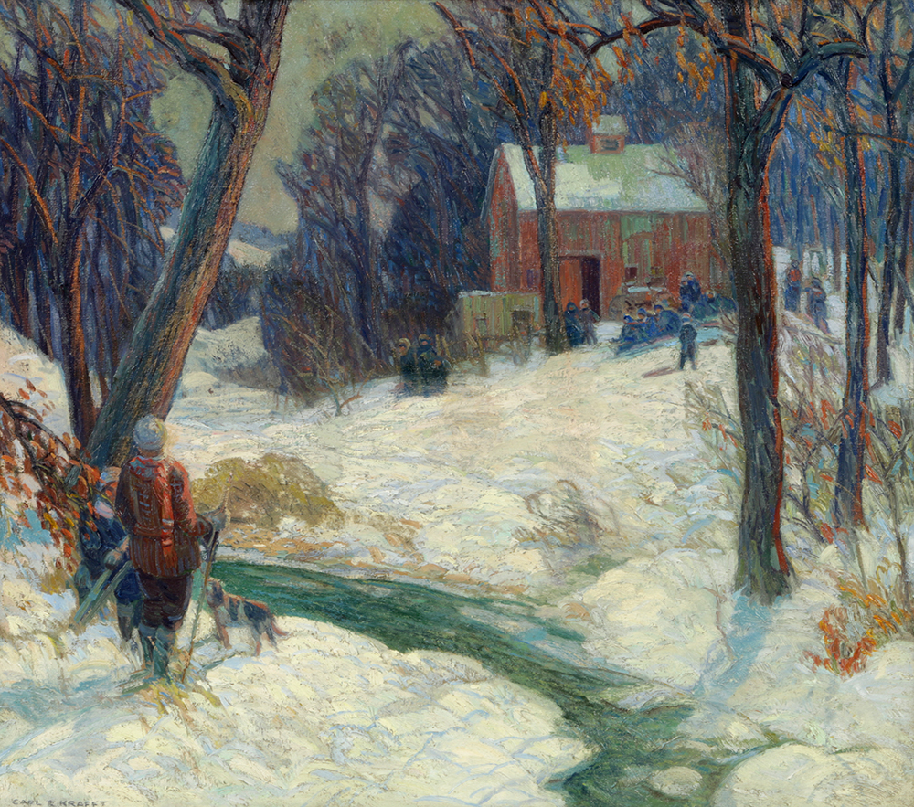 Outstanding "Hickory Hill" Oil on Canvas by Carl Rudolph Krafft