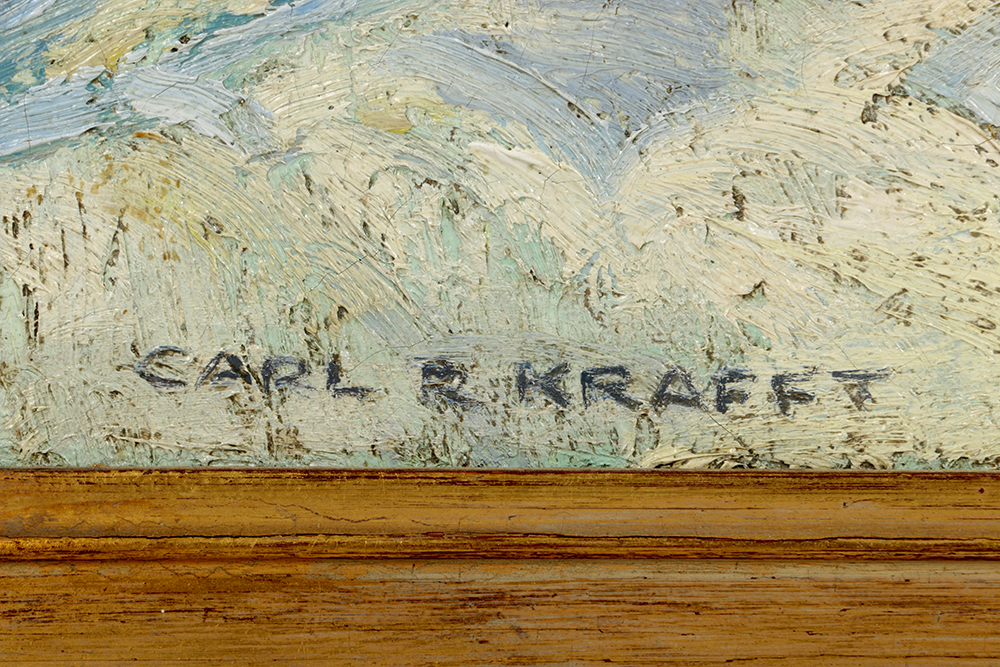 Outstanding "Hickory Hill" Oil on Canvas by Carl Rudolph Krafft