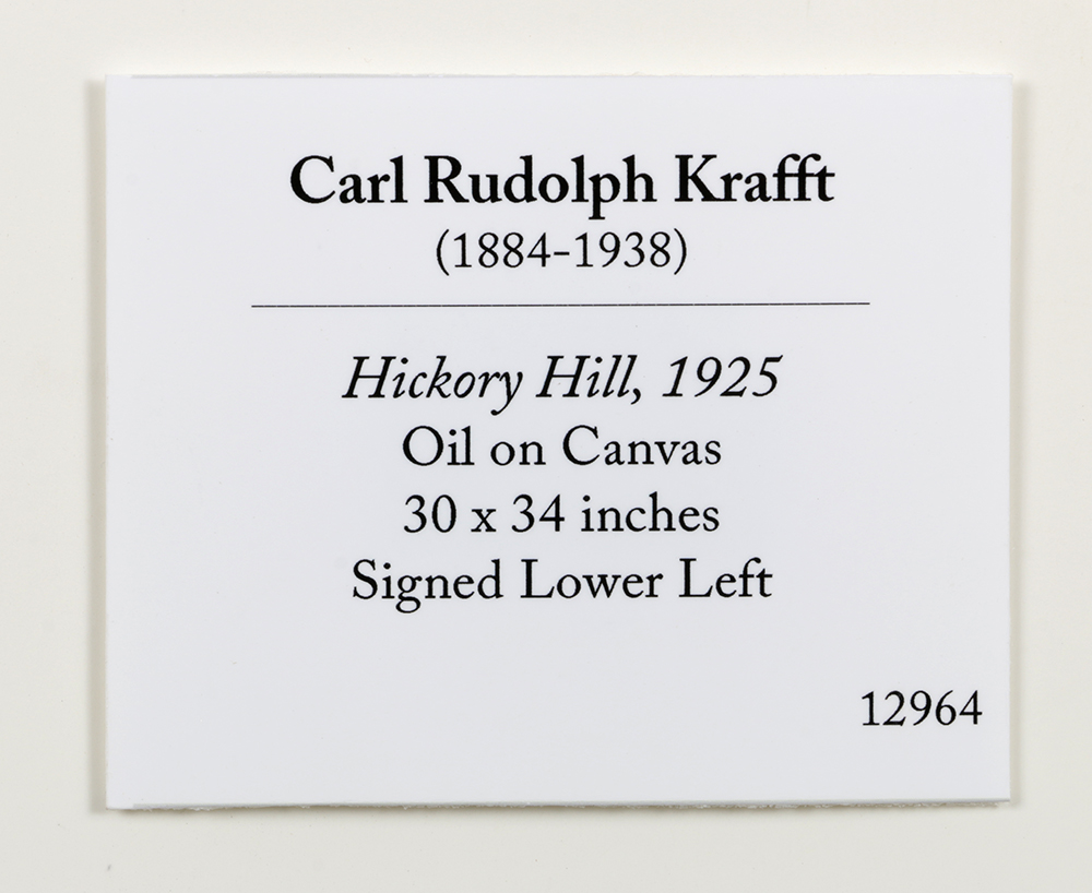 Outstanding "Hickory Hill" Oil on Canvas by Carl Rudolph Krafft
