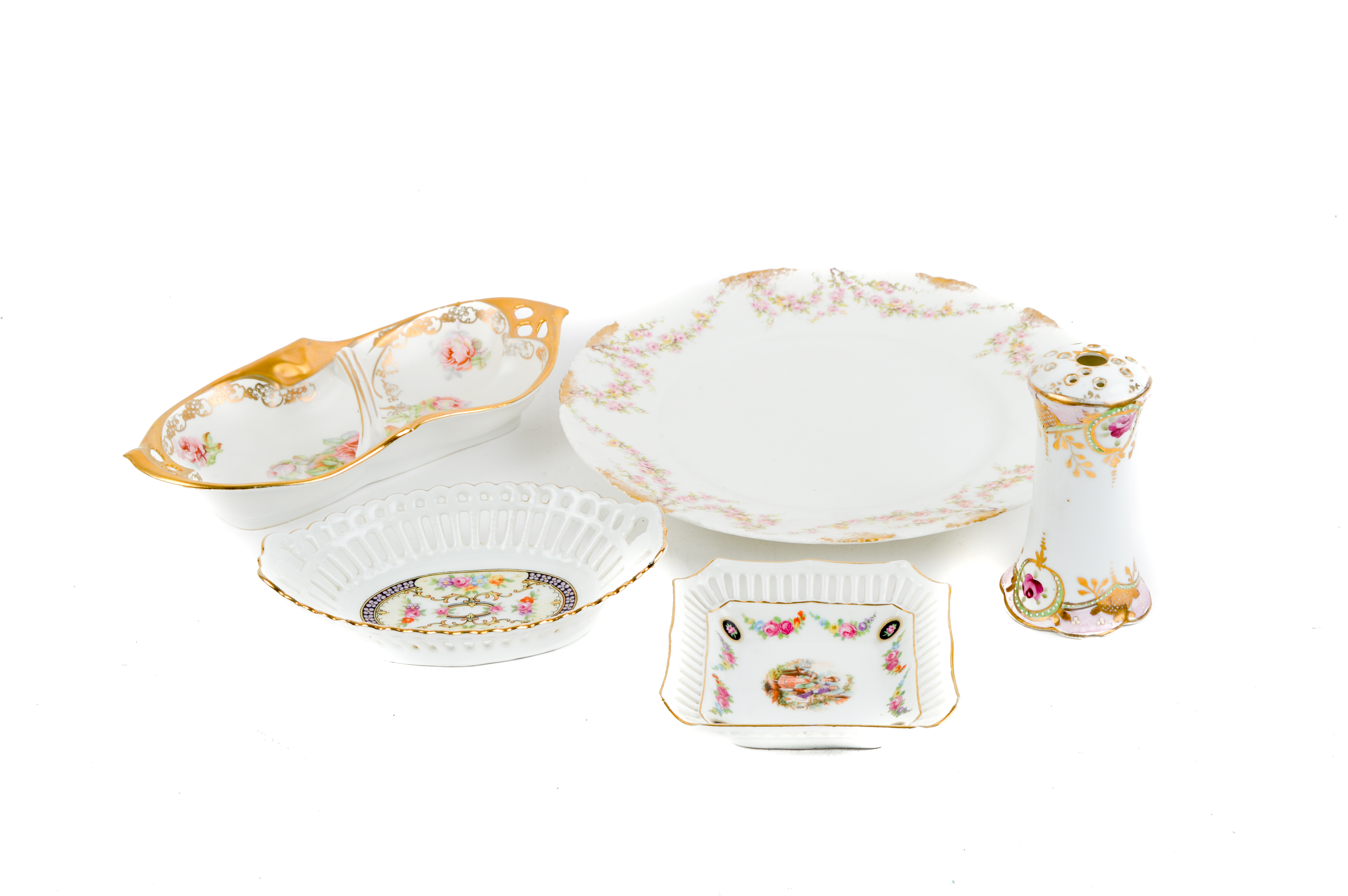 Gold Trimmed Pink Floral China