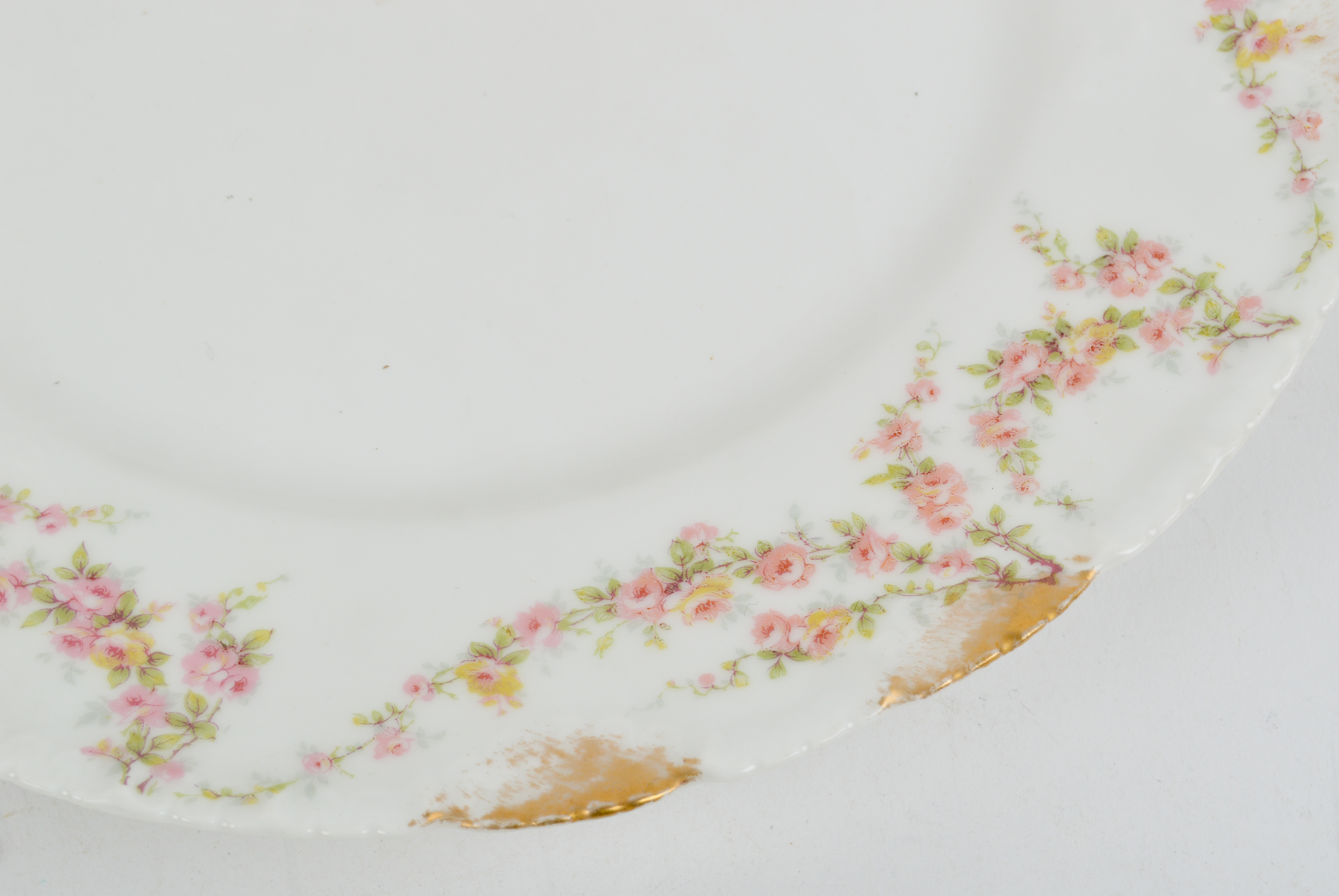 Gold Trimmed Pink Floral China