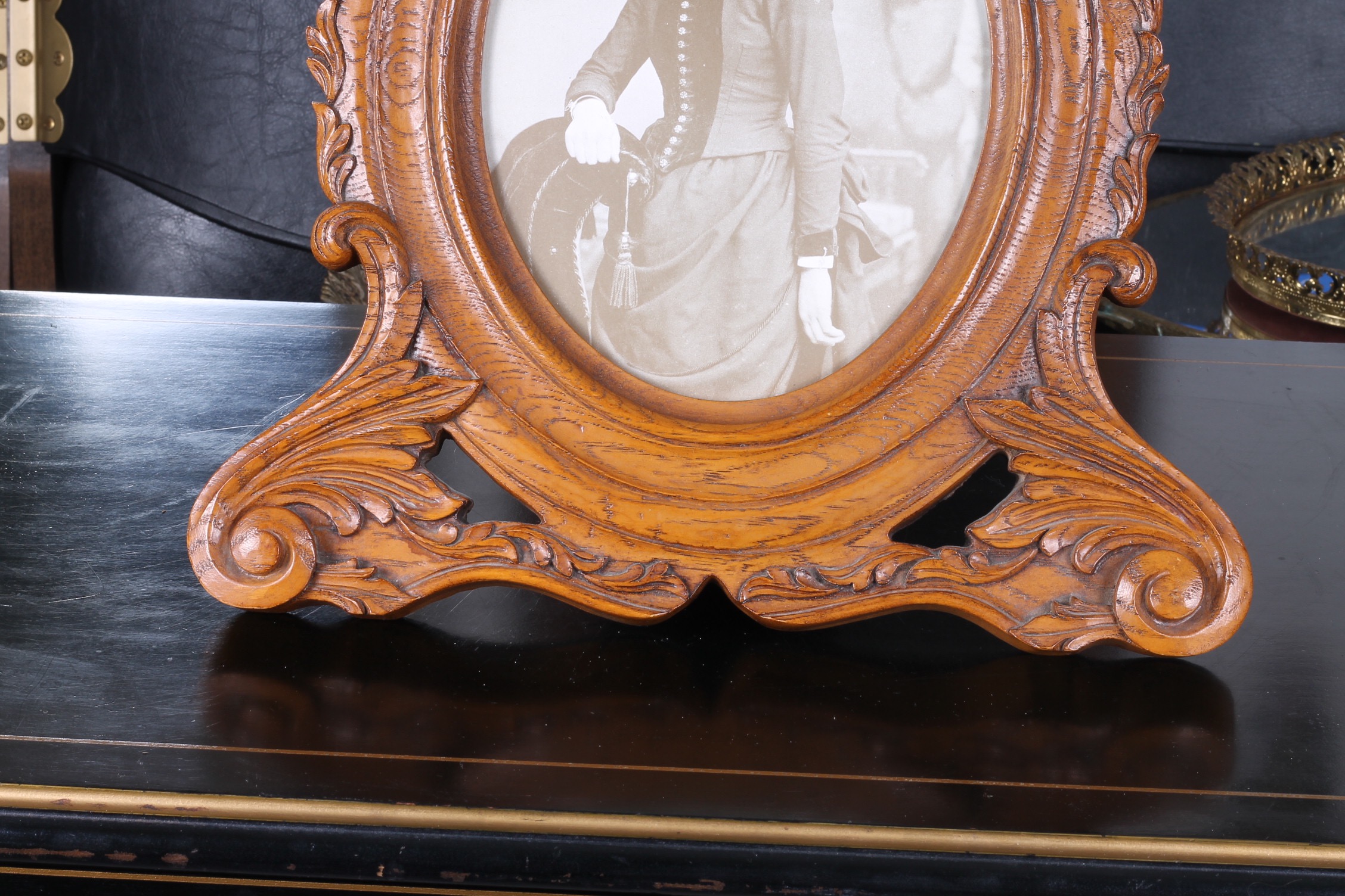 Carved Oak Oval Picture Frame