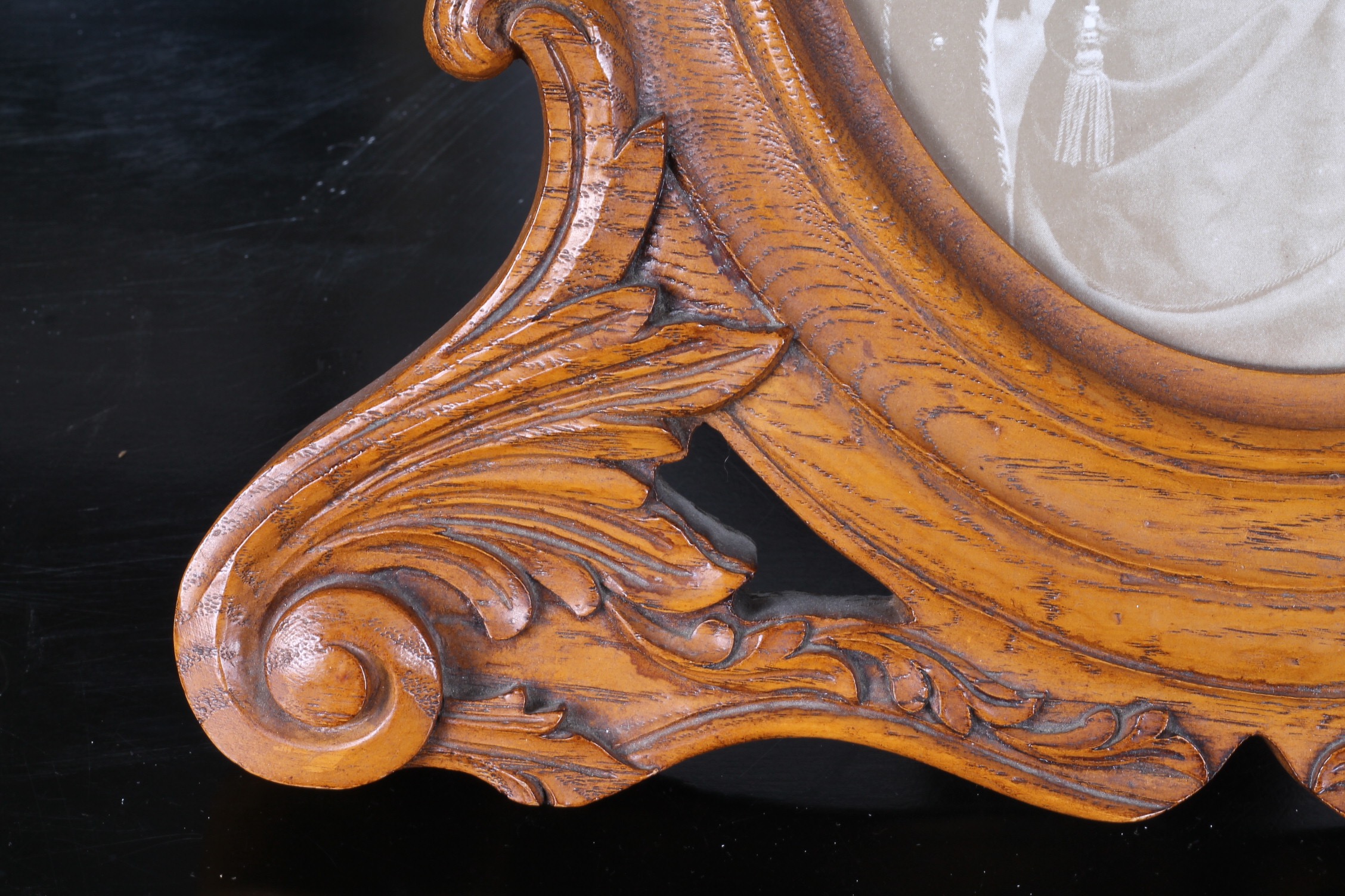 Carved Oak Oval Picture Frame