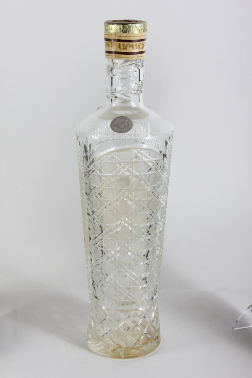 Vintage Cut Glass Russian Liquor  Bottles