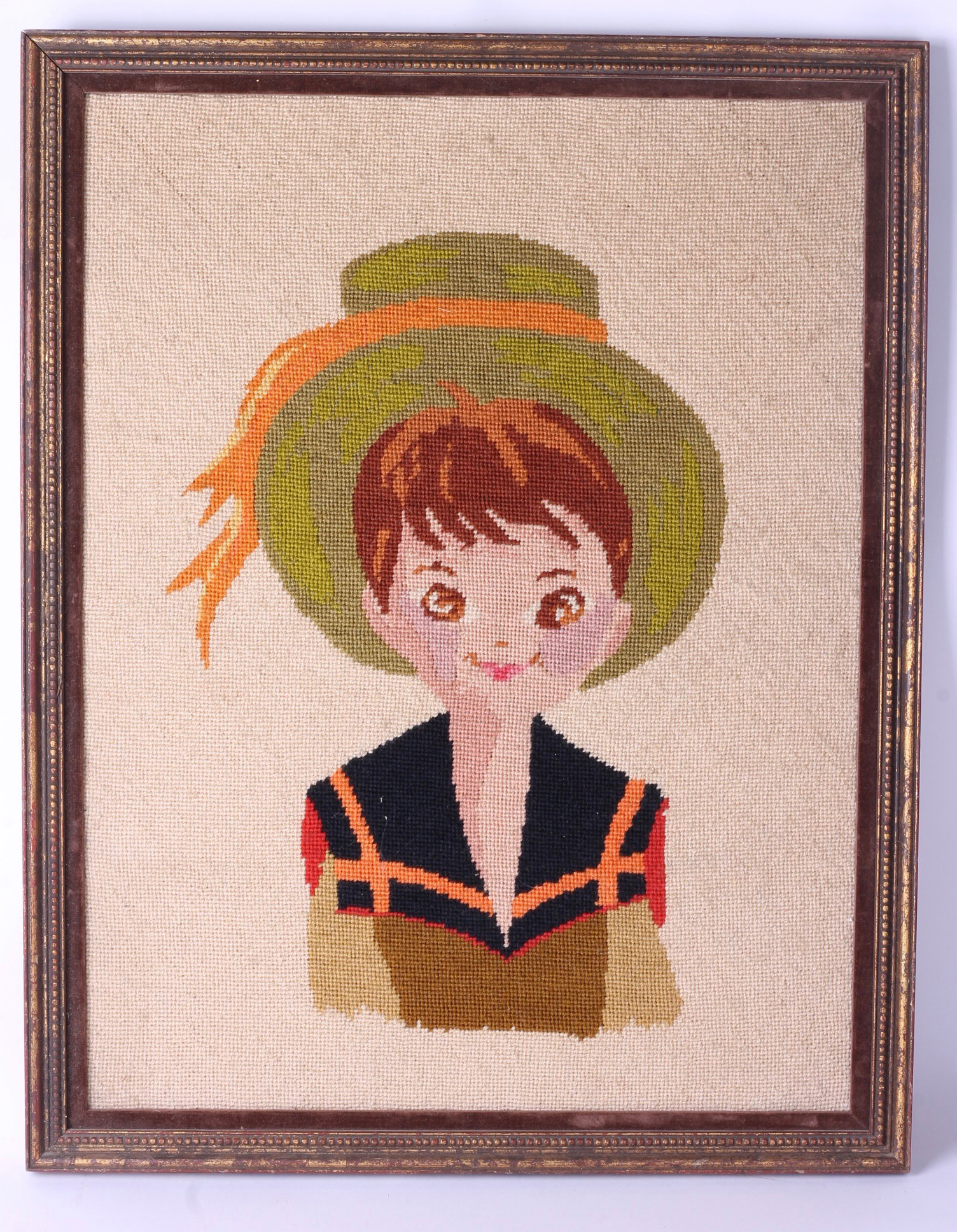 Vintage Needlepoint Portrait