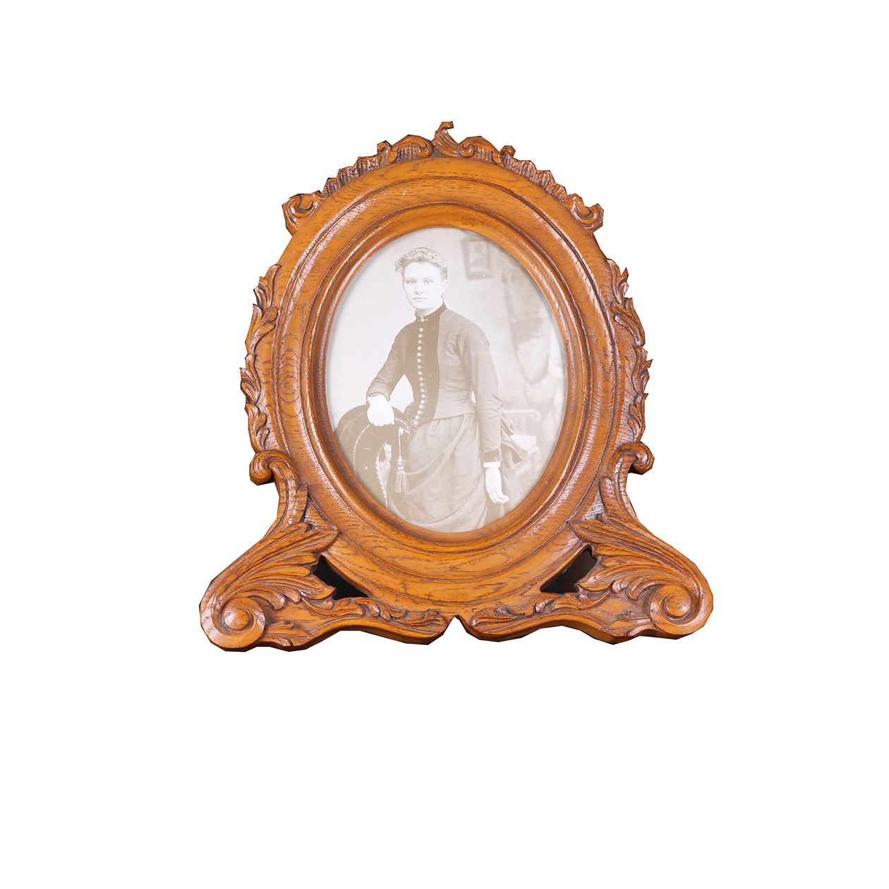 Carved Oak Oval Picture Frame