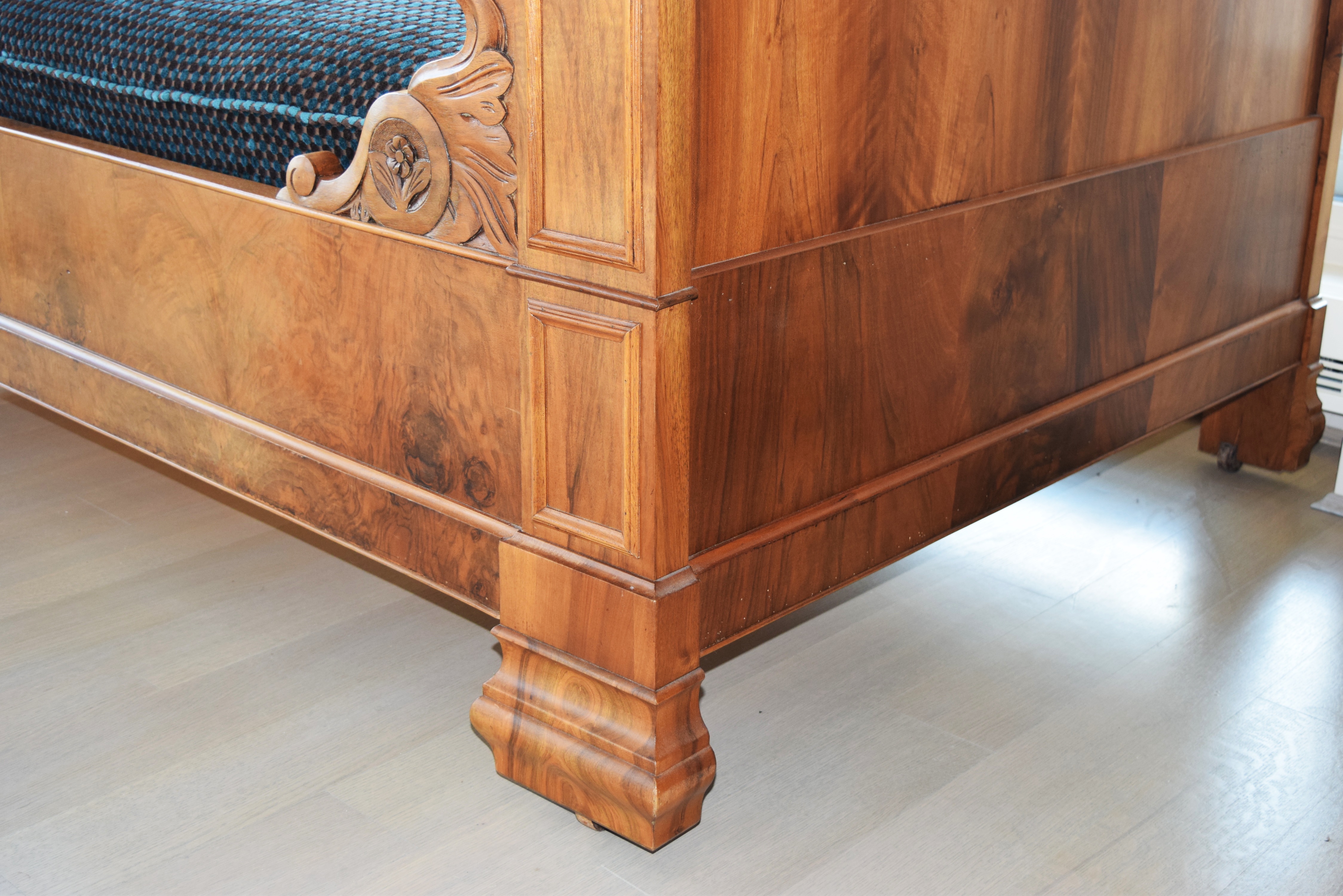 Custom Upholstered 19th Century French Empire Daybed in Walnut