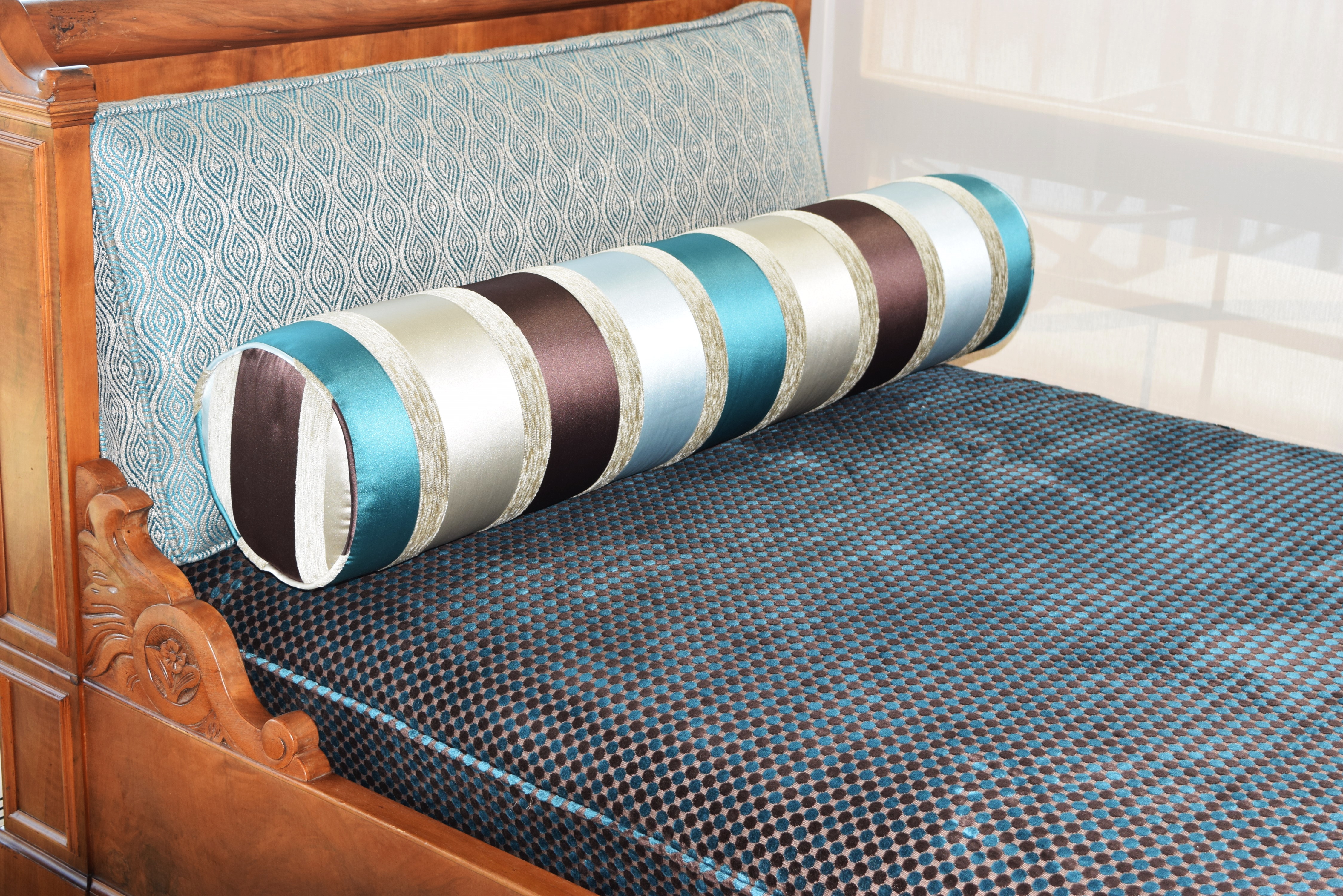 Custom Upholstered 19th Century French Empire Daybed in Walnut