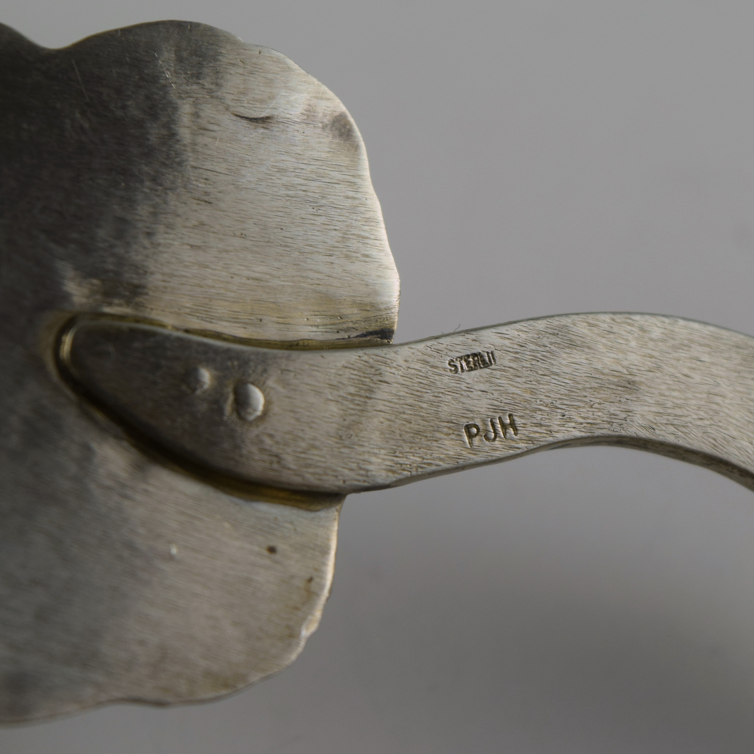 Hand Forged Pamela J. Hackim Sterling Silver and Mineral Snake Neckpiece