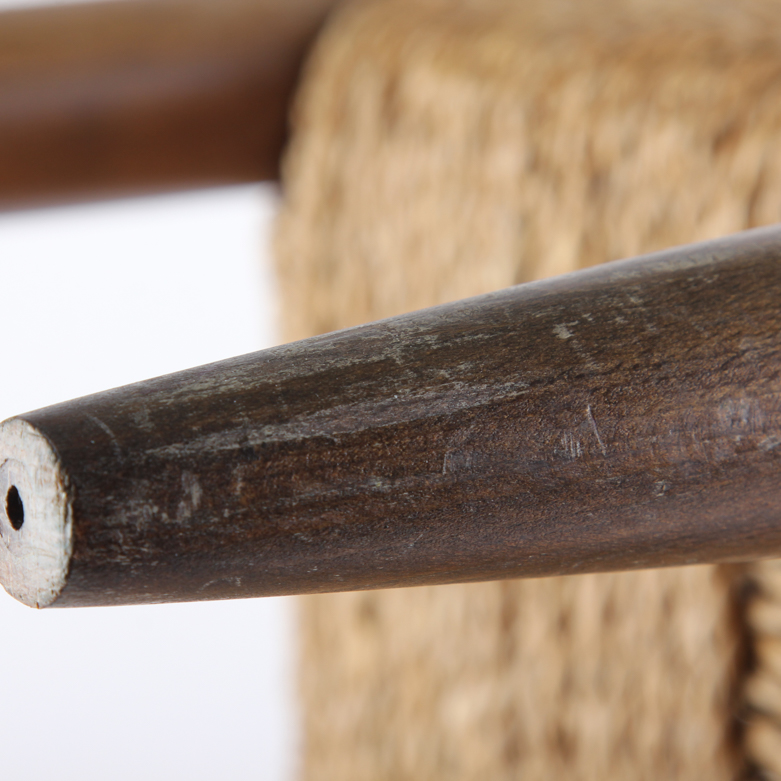 Mid Century Woven Rush Seat Footstool