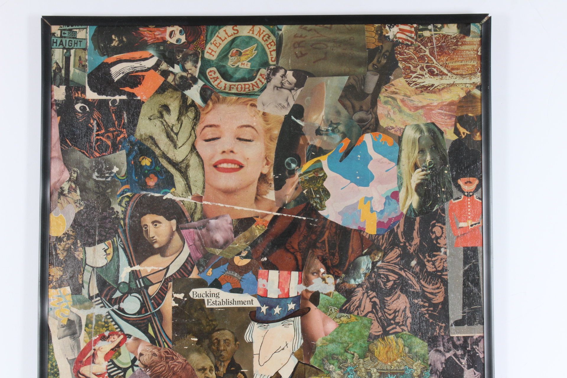 Vintage Original Large Abstract Collage "Bucking Establishment"