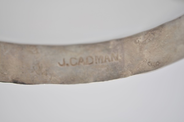 Sterling Silver Turquoise and Coral Navajo Style Cuff by J. Cadman