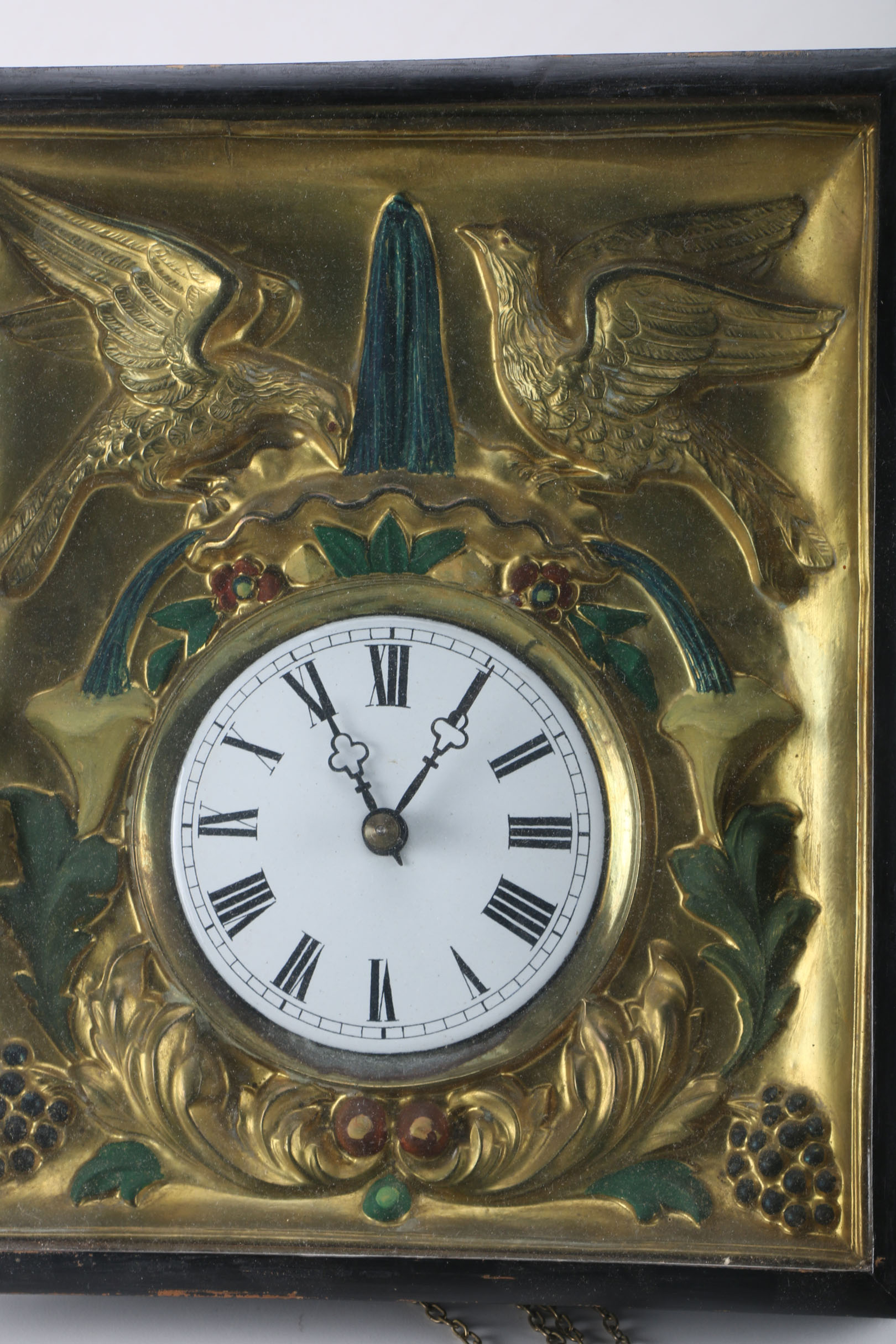 Antique Chased Chain and Weight Wall Clock