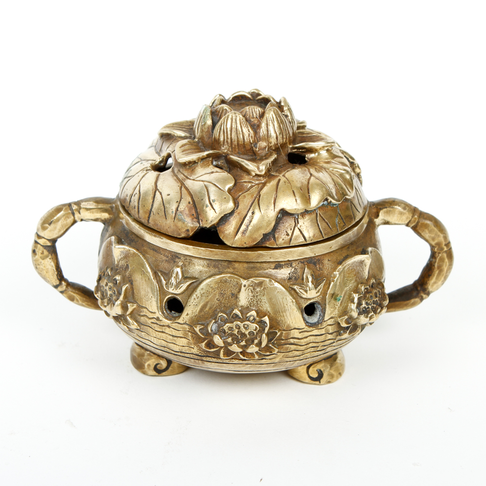 Vintage Chinese Bronze Lotus Censer