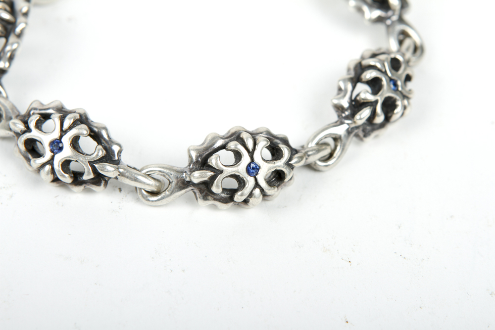 Heavyweight Sterling Silver and Sapphire Bracelet