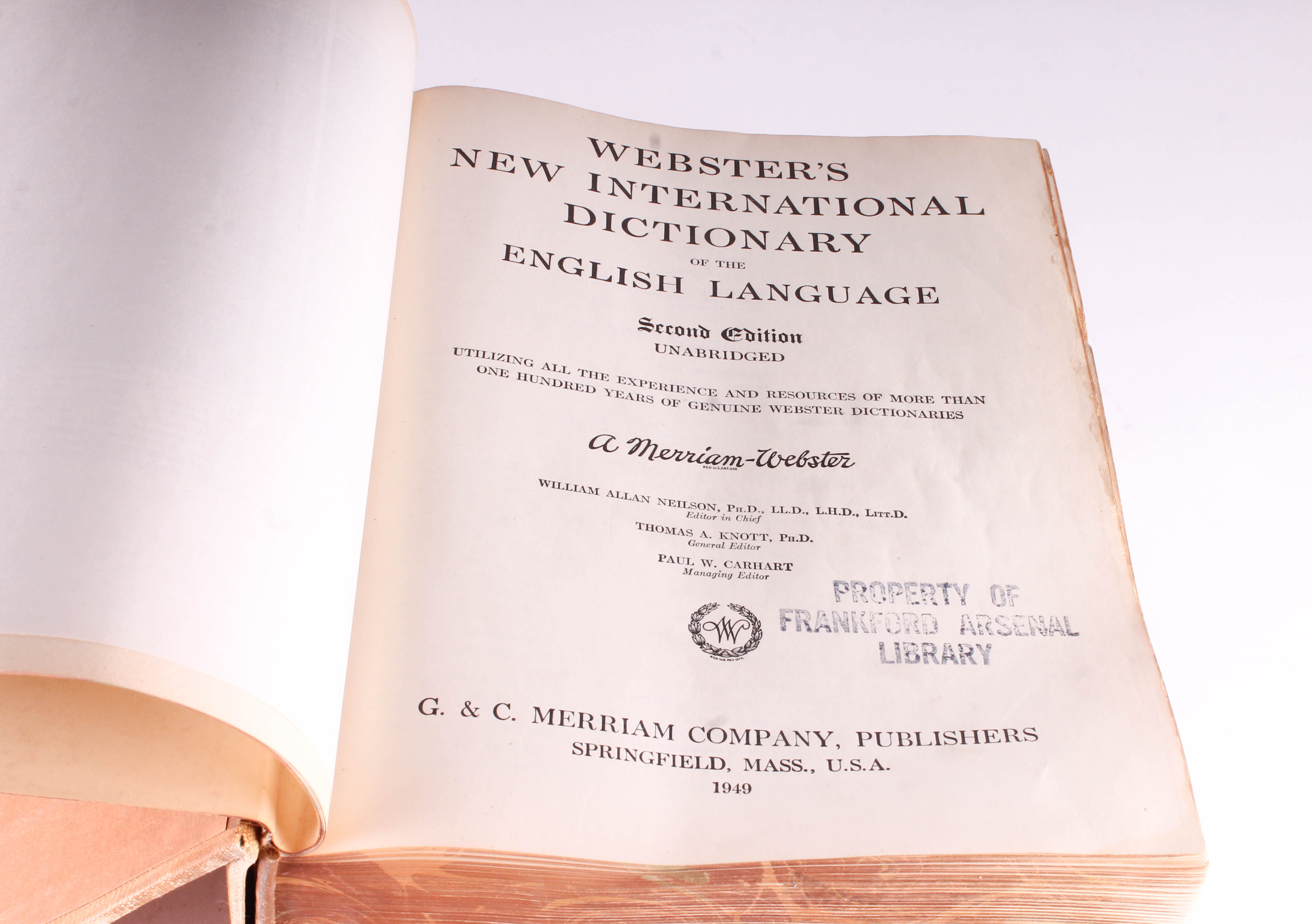 "1934" Websters New International Dictionary by G.& C. Merriam Co.