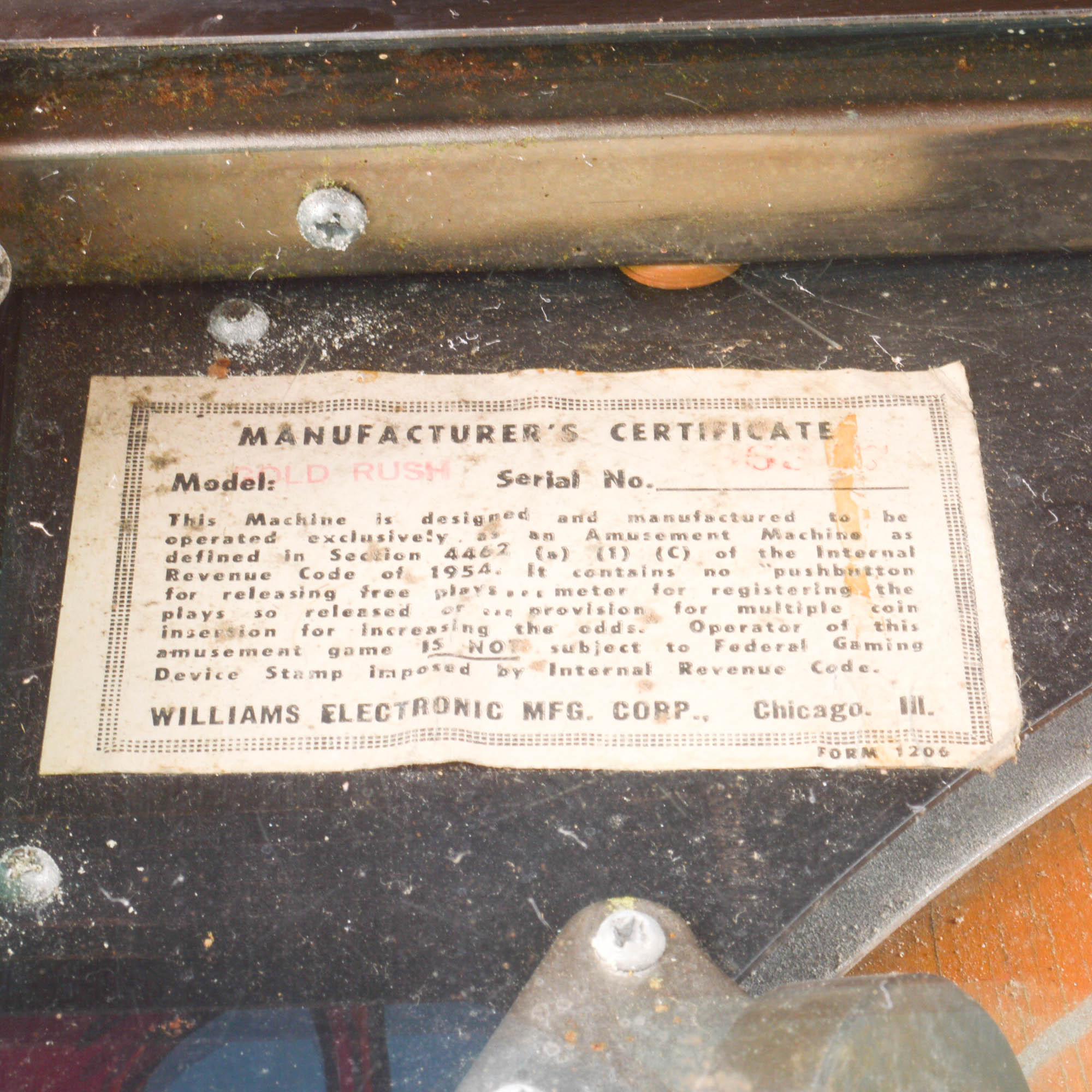 Gold Rush Pinball Machine by Williams