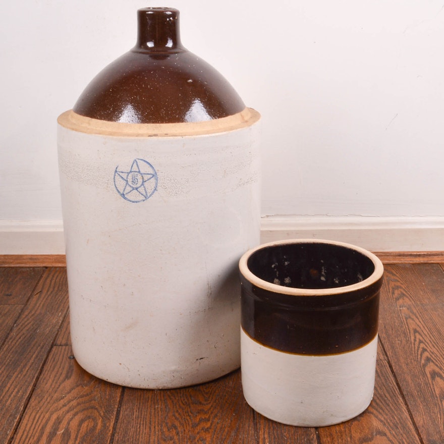 Two Vintage Stoneware Crocks