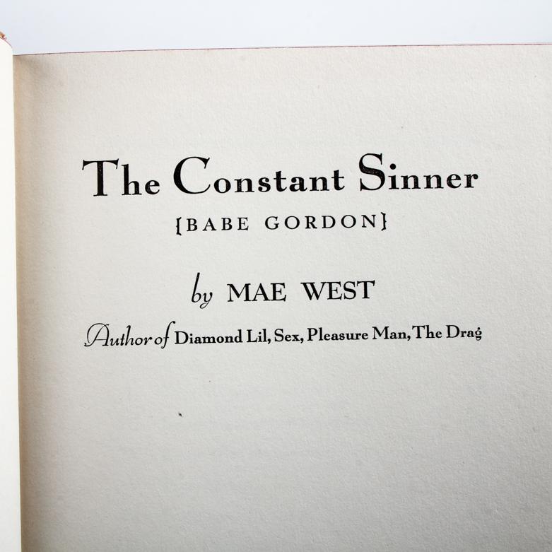 "The Constant Sinner" Signed Mae West Novel