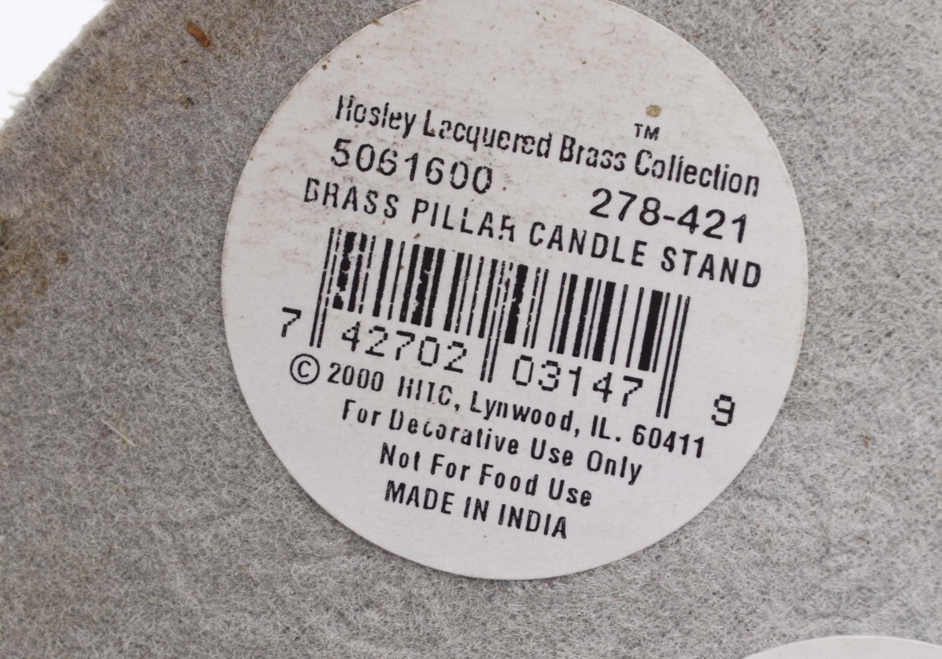 Set of Hosley Brass Pillar Candle Stands