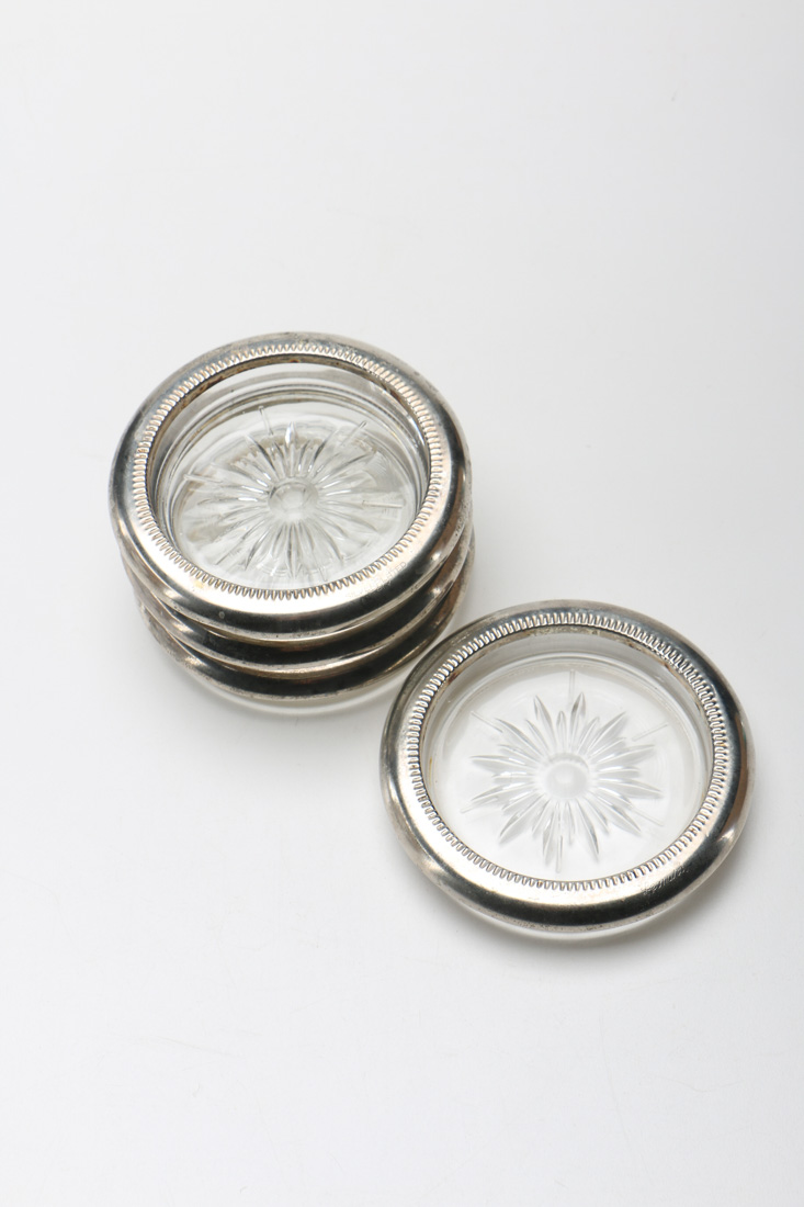 Set of Leonard Glass Coasters and Dorothy Thorpe Style Bowl