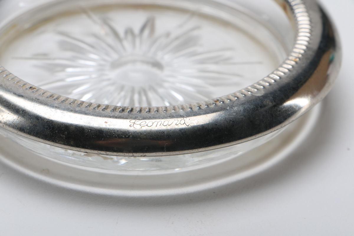 Set of Leonard Glass Coasters and Dorothy Thorpe Style Bowl