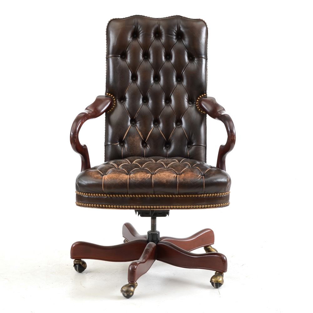 Hancock & Moore Tufted Leather Rolling Office Chair