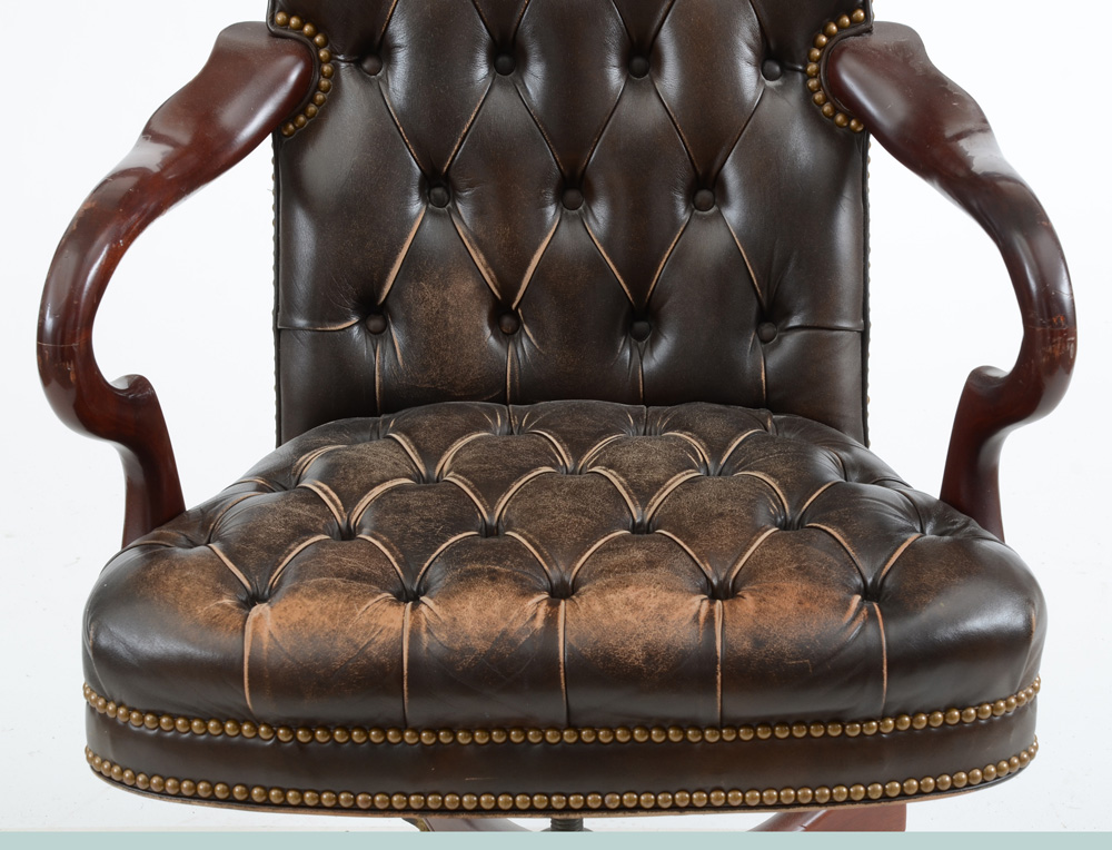 Hancock & Moore Tufted Leather Rolling Office Chair