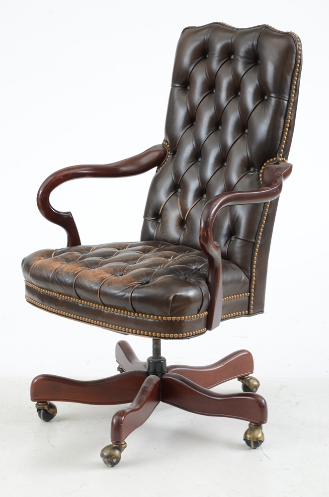 Hancock & Moore Tufted Leather Rolling Office Chair