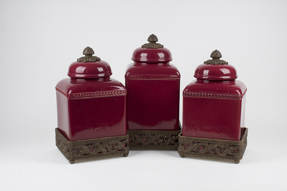 Set of Gracious Goods Red Canisters