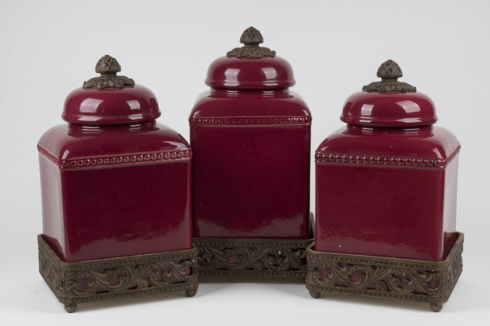 Set of Gracious Goods Red Canisters