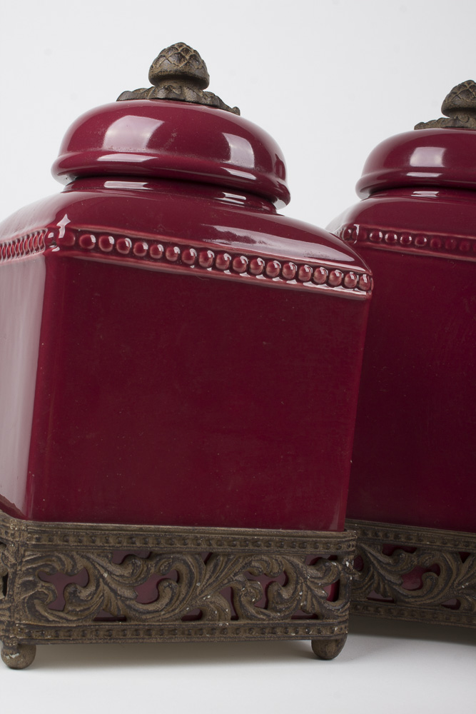 Set of Gracious Goods Red Canisters