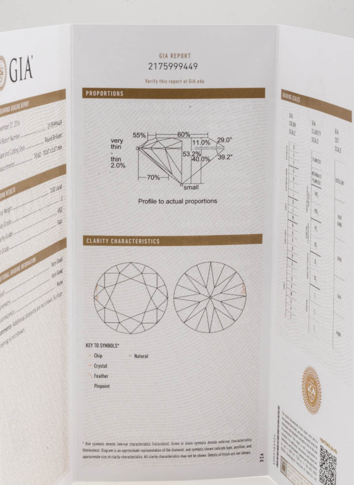 Loose 3.82 Carat Round Brilliant Cut Diamond