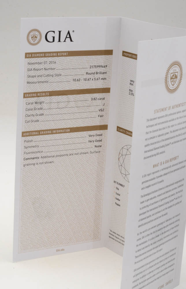 Loose 3.82 Carat Round Brilliant Cut Diamond