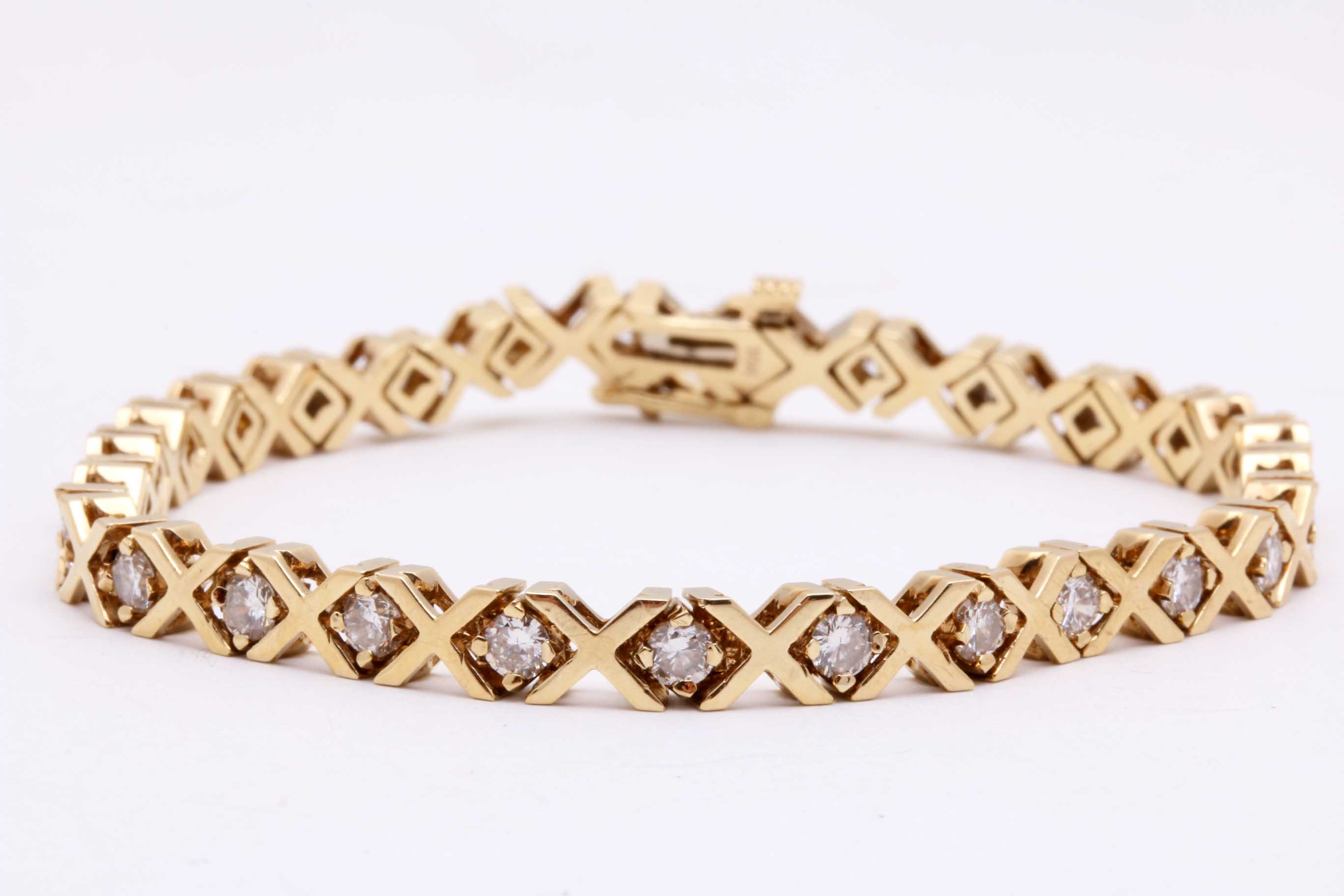 14K Yellow Gold Diamond Tennis Bracelet