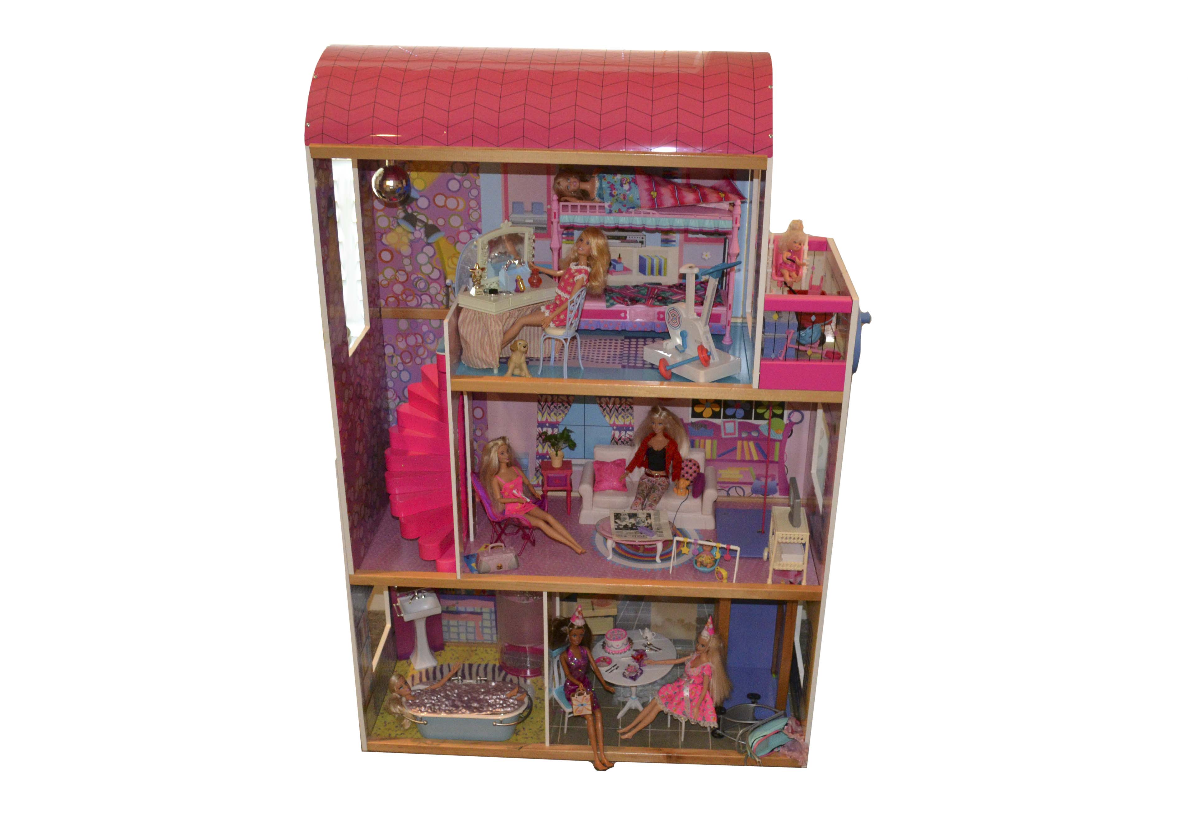 Barbie Doll House with Barbies and Furniture