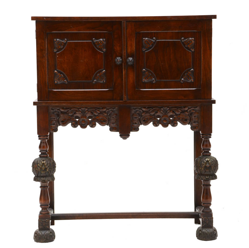 Antique Carved Highboy Cabinet