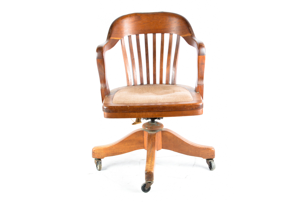 Vintage Oak Rolling Desk Chair