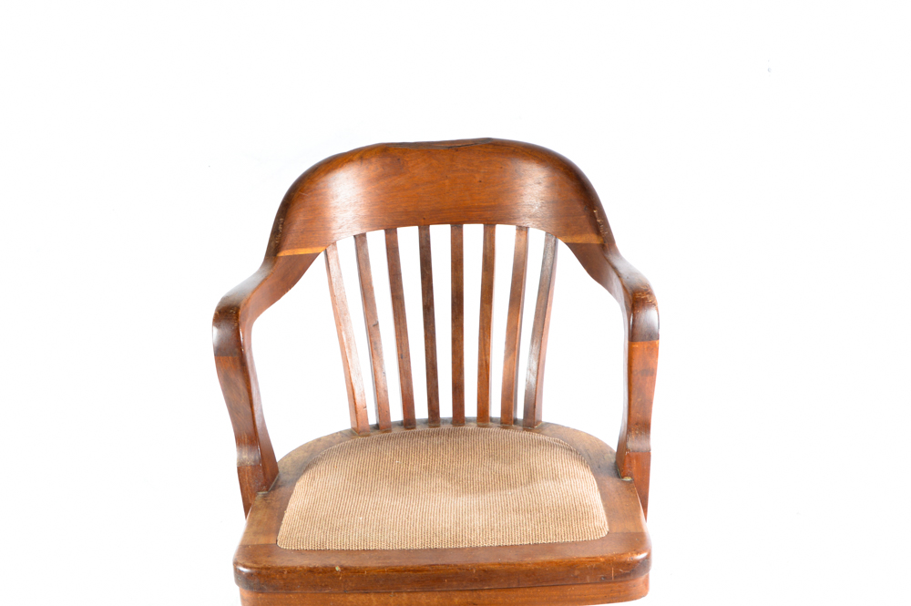 Vintage Oak Rolling Desk Chair