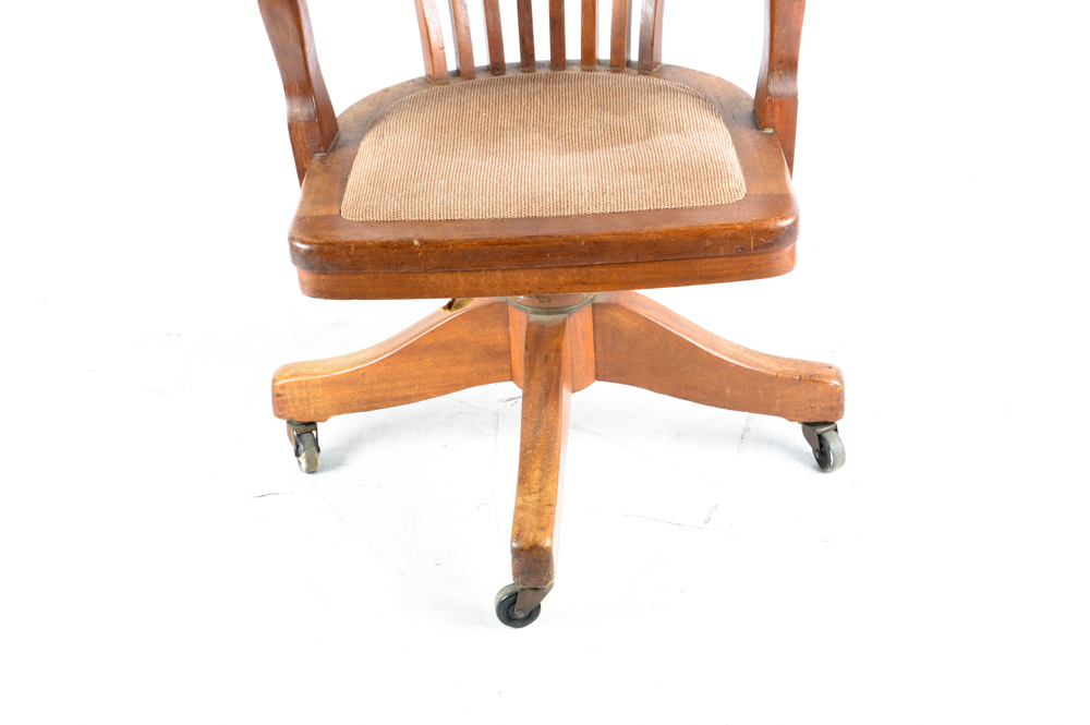 Vintage Oak Rolling Desk Chair