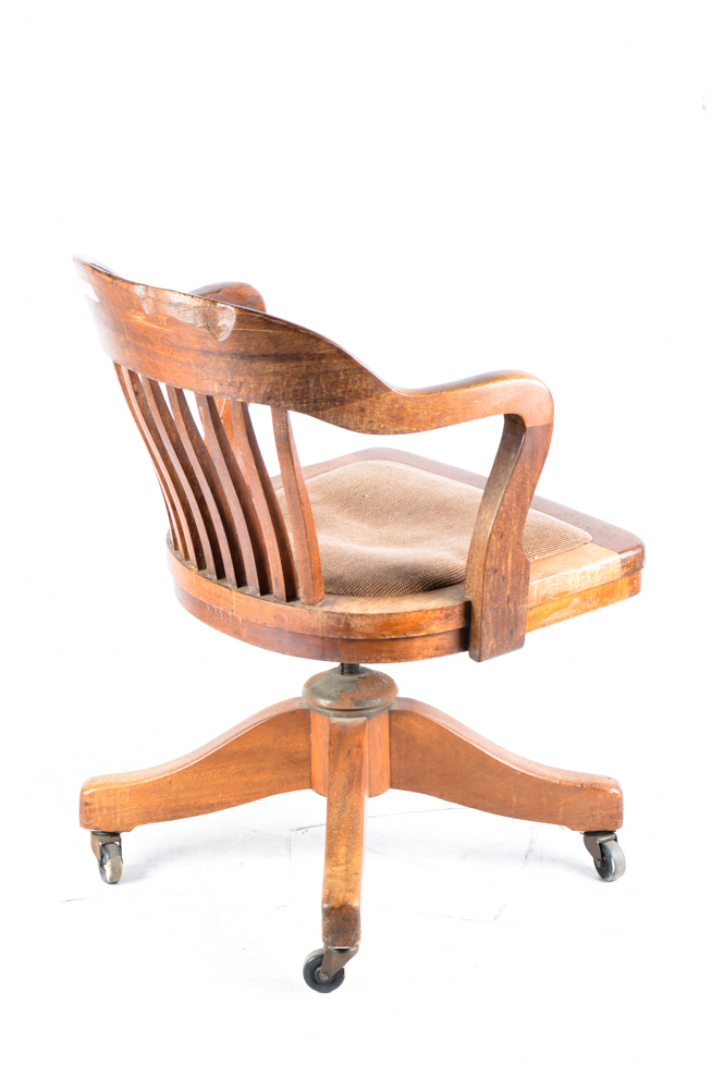 Vintage Oak Rolling Desk Chair