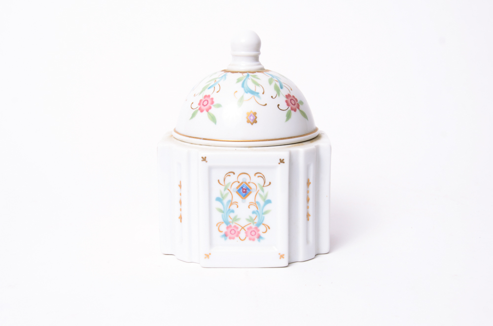 Assortment Of Porcelain Trinket Boxes, Bells And More