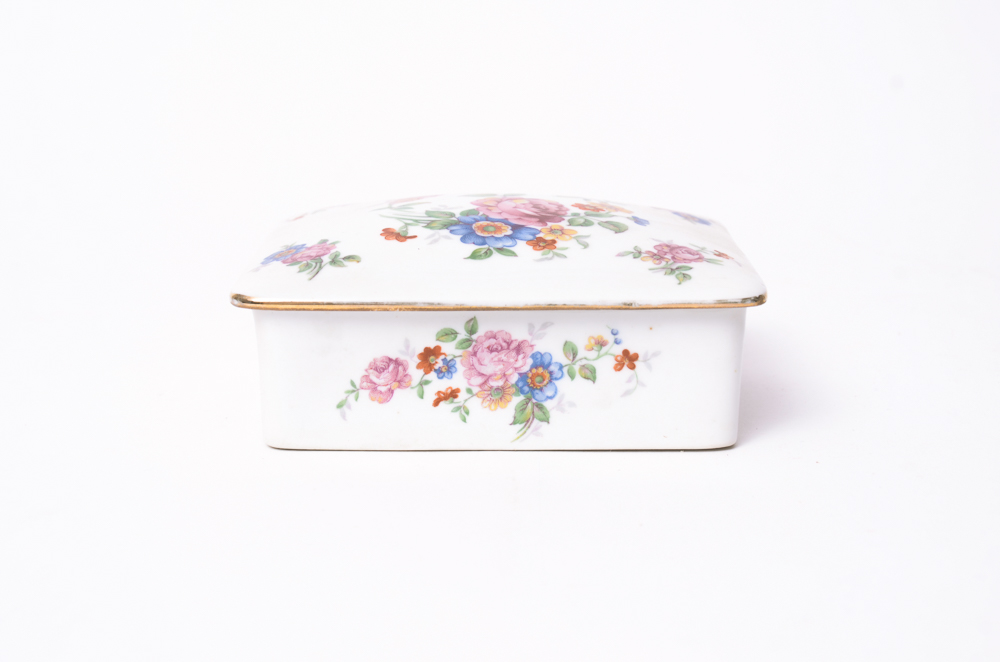 Assortment Of Porcelain Trinket Boxes, Bells And More